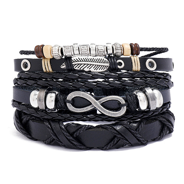 PandaHall 3Pcs 3 Style Leather Cord Bracelets Set, Alloy Feather & Infinity Links Adjustable Bracelets with Waxed Cords, Black, Inner...
PandaHall 3Pcs 3 Style Leather Cord Bracelets Set, Alloy Feather & Infinity Links Adjustable Bracelets with Waxed Cords, Black, Inner...