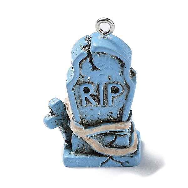 PandaHall Resin Pendants, Halloween RIP Tombstone Charms with Platinum Tone Iron Loops, Light Sky Blue, 31x20x12.5mm, Hole: 2mm Iron+Resin...
PandaHall Resin Pendants, Halloween RIP Tombstone Charms with Platinum Tone Iron Loops, Light Sky Blue, 31x20x12.5mm, Hole: 2mm Iron+Resin...