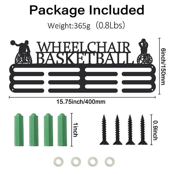PandaHall Fashion Iron Medal Hanger Holder Display Wall Rack, with Screws & Word Wheelchair Basketball 150x400mm Iron Basketball
PandaHall Fashion Iron Medal Hanger Holder Display Wall Rack, with Screws & Word Wheelchair Basketball 150x400mm Iron Basketball