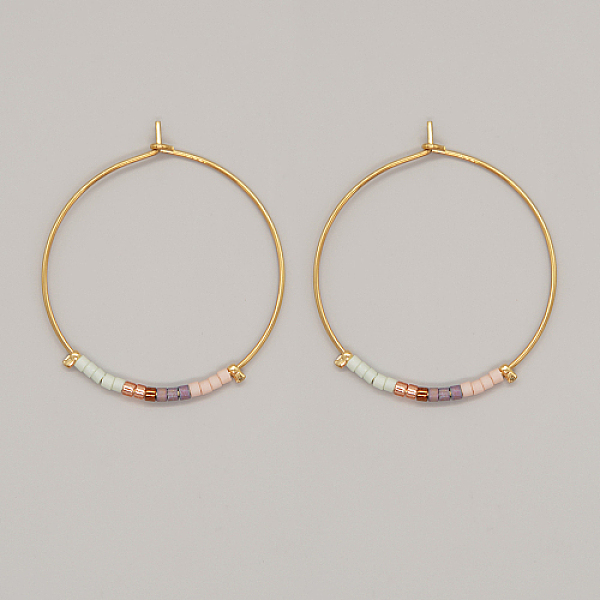 PandaHall Glass Seed Beaded Hoop Earrings, Boho Beach Earrings, Lavender Blush, 30x30mm Glass Ring
PandaHall Glass Seed Beaded Hoop Earrings, Boho Beach Earrings, Lavender Blush, 30x30mm Glass Ring