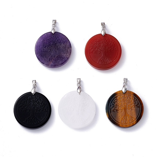 PandaHall Natural Gemstone Pendants, with Platinum Plated Brass Findings, Flat Round, 37x30x5.5mm, Hole: 3.5mm Mixed Stone Flat Round
PandaHall Natural Gemstone Pendants, with Platinum Plated Brass Findings, Flat Round, 37x30x5.5mm, Hole: 3.5mm Mixed Stone Flat Round