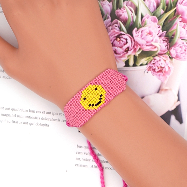 PandaHall Glass Seed Braided Bead Bracelet, Smiling Face Friendship Bracelet for Women, Hot Pink, 11 inch(28cm) Glass Smiling Face
PandaHall Glass Seed Braided Bead Bracelet, Smiling Face Friendship Bracelet for Women, Hot Pink, 11 inch(28cm) Glass Smiling Face