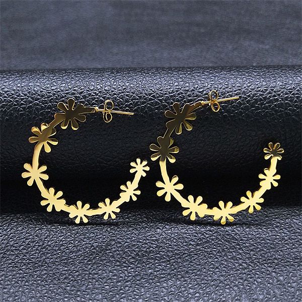 PandaHall 304 Stainless Steel Flower Stud Earrings, Half Hoop Earrings, Golden, 39x8.5mm 304 Stainless Steel Flower
PandaHall 304 Stainless Steel Flower Stud Earrings, Half Hoop Earrings, Golden, 39x8.5mm 304 Stainless Steel Flower
