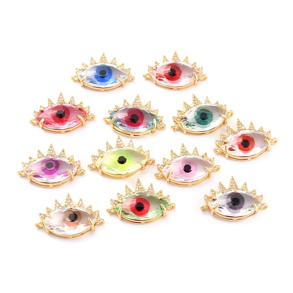 PandaHall Glass Links, with Brass Micro Pave Clear Cubic Zirconia Findings, Long-Lasting Plated, Eye, Mixed Color, 16x23x7mm, Hole: 1.5mm..., Multicolor
PandaHall Glass Links, with Brass Micro Pave Clear Cubic Zirconia Findings, Long-Lasting Plated, Eye, Mixed Color, 16x23x7mm, Hole: 1.5mm..., Multicolor