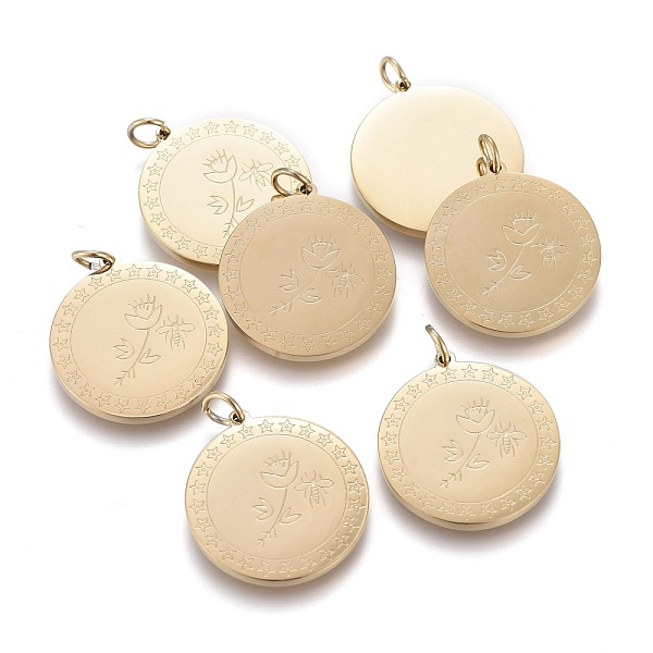 PandaHall Ion Plating(IP) 304 Stainless Steel Pendants, with Jump Rings, Flat Round with Flower & Bees, Golden, 21.5x20x1.7mm, Hole: 3.2mm...
PandaHall Ion Plating(IP) 304 Stainless Steel Pendants, with Jump Rings, Flat Round with Flower & Bees, Golden, 21.5x20x1.7mm, Hole: 3.2mm...