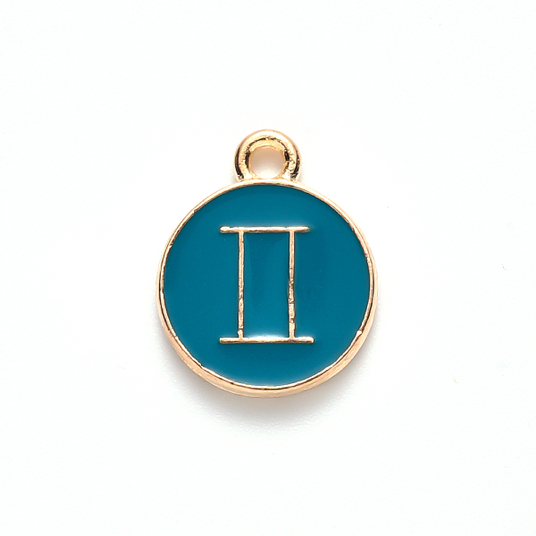 PandaHall Alloy Enamel Pendants, Cadmium Free & Lead Free, Flat Round with Constellation, Light Gold, Dark Cyan, Gemini, 22x18x2mm, Hole...
PandaHall Alloy Enamel Pendants, Cadmium Free & Lead Free, Flat Round with Constellation, Light Gold, Dark Cyan, Gemini, 22x18x2mm, Hole...