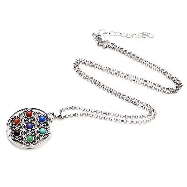 PandaHall Natural & Synthetic Mixed Stone Beaded Pendant Necklace, Chakra Yoga Theme Alloy Jewelry for Women Men, Round, 670mm, extender...
PandaHall Natural & Synthetic Mixed Stone Beaded Pendant Necklace, Chakra Yoga Theme Alloy Jewelry for Women Men, Round, 670mm, extender...