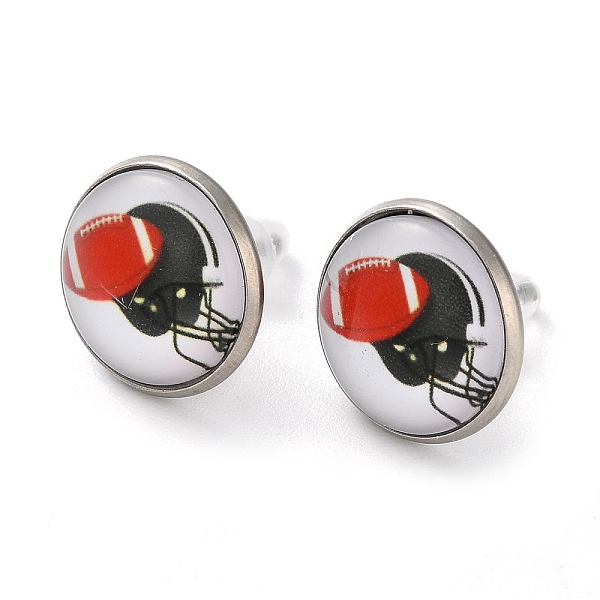 PandaHall Sport Balls Glass & 304 Stainless Steel Stud Earrings for Women, Stainless Steel Color, Rugby, 15.5mm 304 Stainless Steel Rugby
PandaHall Sport Balls Glass & 304 Stainless Steel Stud Earrings for Women, Stainless Steel Color, Rugby, 15.5mm 304 Stainless Steel Rugby