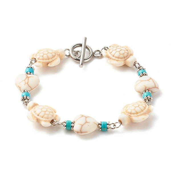 PandaHall Heart & Tortoise Synthetic Turquoise(Dyed) Beaded Bracelet, Lucky Bracelet for Women, Platinum, WhiteSmoke, 7-5/8 inch(19.5cm)..., White
PandaHall Heart & Tortoise Synthetic Turquoise(Dyed) Beaded Bracelet, Lucky Bracelet for Women, Platinum, WhiteSmoke, 7-5/8 inch(19.5cm)..., White