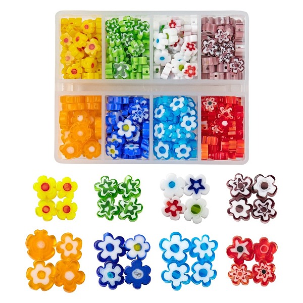 PandaHall 8 Colors Handmade Millefiori Glass Bead Strands, Flower, Mixed Color, 6.4~9x3.2mm, Hole: 1mm, 325pcs/box Millefiori Lampwork..., Multicolor
PandaHall 8 Colors Handmade Millefiori Glass Bead Strands, Flower, Mixed Color, 6.4~9x3.2mm, Hole: 1mm, 325pcs/box Millefiori Lampwork..., Multicolor