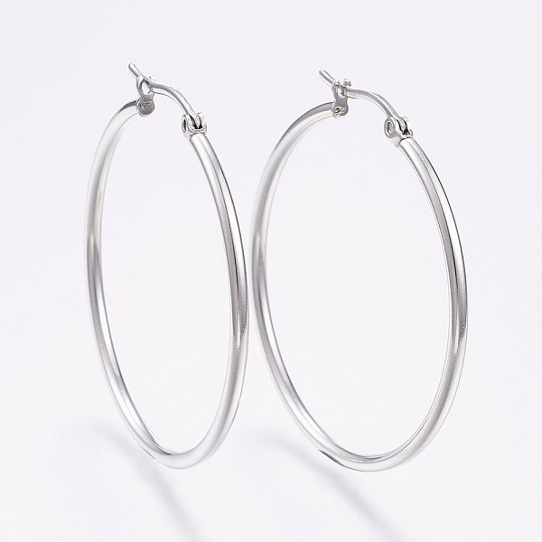 PandaHall 304 Stainless Steel Big Hoop Earrings, Hypoallergenic Earrings, Ring Shape, Stainless Steel Color, 12 Gauge, 44~46x2mm, Pin...
PandaHall 304 Stainless Steel Big Hoop Earrings, Hypoallergenic Earrings, Ring Shape, Stainless Steel Color, 12 Gauge, 44~46x2mm, Pin...