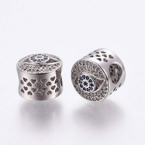 PandaHall Brass Micro Pave Cubic Zirconia European Beads, Large Hole Beads, Flat Round with Eye, Clear & Blue, Platinum, 10.5x10mm, Hole..., Multicolor
PandaHall Brass Micro Pave Cubic Zirconia European Beads, Large Hole Beads, Flat Round with Eye, Clear & Blue, Platinum, 10.5x10mm, Hole..., Multicolor