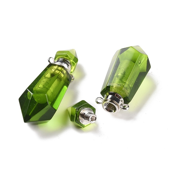 PandaHall Faceted Glass Perfume Bottle Pendants, with Platinum Tone Brass Findings, Cadmium Free & Lead Free, Bottle, Dark Olive Green...
PandaHall Faceted Glass Perfume Bottle Pendants, with Platinum Tone Brass Findings, Cadmium Free & Lead Free, Bottle, Dark Olive Green...