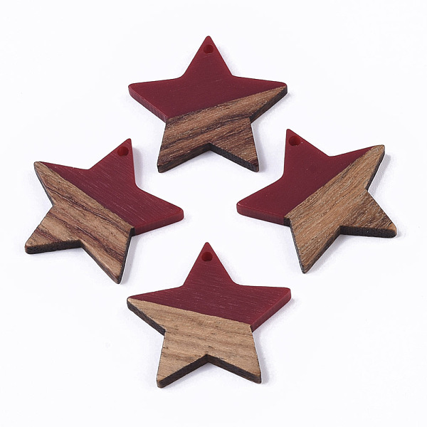 PandaHall Resin & Wood Pendants, Star, Dark Red, 26x28x4mm, Hole: 1.6mm Resin+Wood Star Red
PandaHall Resin & Wood Pendants, Star, Dark Red, 26x28x4mm, Hole: 1.6mm Resin+Wood Star Red