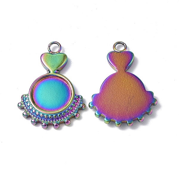 PandaHall Ion Plating(IP) 304 Stainless Steel Pendant Cabochon Settings, Flat Round with Heart Charm, Rainbow Color, Round Tray: 8mm...
PandaHall Ion Plating(IP) 304 Stainless Steel Pendant Cabochon Settings, Flat Round with Heart Charm, Rainbow Color, Round Tray: 8mm...