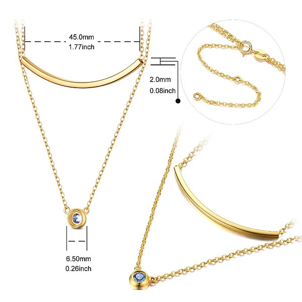 PandaHall SHEGRACE 925 Sterling Silver Tiered Necklaces, Micro Pave Grade AAA Cubic Zirconia, Golden, 13.3 inch(34cm) Sterling Silver
PandaHall SHEGRACE 925 Sterling Silver Tiered Necklaces, Micro Pave Grade AAA Cubic Zirconia, Golden, 13.3 inch(34cm) Sterling Silver