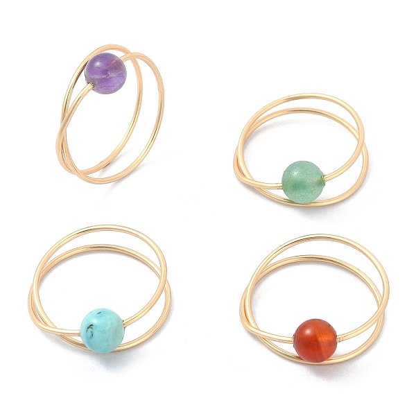 PandaHall 4Pcs 4 Style Natural & Synthetic Mixed Gemstone Round Beaded Finger Rings Set, Golden Copper Criss Cross Stackable Rings, US Size...
PandaHall 4Pcs 4 Style Natural & Synthetic Mixed Gemstone Round Beaded Finger Rings Set, Golden Copper Criss Cross Stackable Rings, US Size...