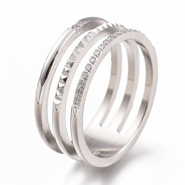 PandaHall 304 Stainless Steel Finger Rings, with Clear Cubic Zirconia, Wide Band Rings, Stainless Steel Color, US Size 7, Inner Diameter...
PandaHall 304 Stainless Steel Finger Rings, with Clear Cubic Zirconia, Wide Band Rings, Stainless Steel Color, US Size 7, Inner Diameter...