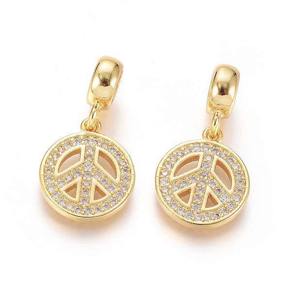PandaHall Brass Micro Pave Clear Cubic Zirconia European Dangle Charms, Large Hole Pendants, Peace Sign, Golden, 24mm, Hole: 5mm, Peace Sign...
PandaHall Brass Micro Pave Clear Cubic Zirconia European Dangle Charms, Large Hole Pendants, Peace Sign, Golden, 24mm, Hole: 5mm, Peace Sign...