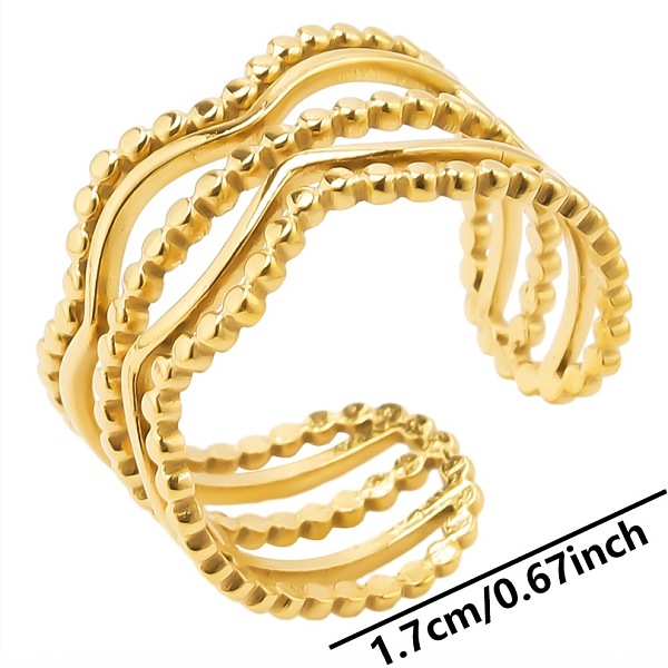 PandaHall Stainless Steel Wave Open Cuff Ring for Unisex, Simple Adjustable Ring, Golden Other
PandaHall Stainless Steel Wave Open Cuff Ring for Unisex, Simple Adjustable Ring, Golden Other