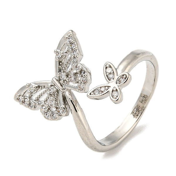 PandaHall Brass with Cubic Zirconia Open Cuff Rings, Butterfly, Platinum, US Size 5(15.7mm) Brass+Cubic Zirconia Butterfly Clear
PandaHall Brass with Cubic Zirconia Open Cuff Rings, Butterfly, Platinum, US Size 5(15.7mm) Brass+Cubic Zirconia Butterfly Clear
