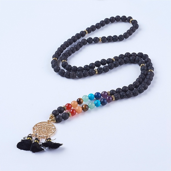 PandaHall Chakra Jewelry, Natural Gemstone and Lava Rock Pendant Necklaces, with Alloy and Iron Findings, Golden, 35.8 inch (91cm) Lava Rock
PandaHall Chakra Jewelry, Natural Gemstone and Lava Rock Pendant Necklaces, with Alloy and Iron Findings, Golden, 35.8 inch (91cm) Lava Rock