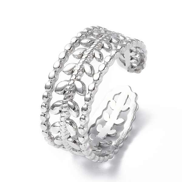 PandaHall 304 Stainless Steel Leafy Branch Open Cuff Ring for Women, Stainless Steel Color, Inner Diameter: 17mm 304 Stainless Steel
PandaHall 304 Stainless Steel Leafy Branch Open Cuff Ring for Women, Stainless Steel Color, Inner Diameter: 17mm 304 Stainless Steel