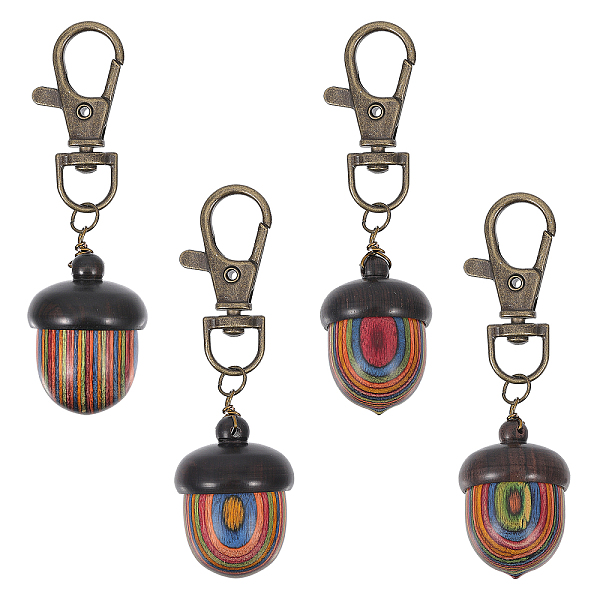 PandaHall Spray Painted Wooden Pendant Decoration, with Alloy Lobster Claw Clasps, Rainbow Acorn, Colorful, 76mm, 4pcs/set Wood Acorn
PandaHall Spray Painted Wooden Pendant Decoration, with Alloy Lobster Claw Clasps, Rainbow Acorn, Colorful, 76mm, 4pcs/set Wood Acorn