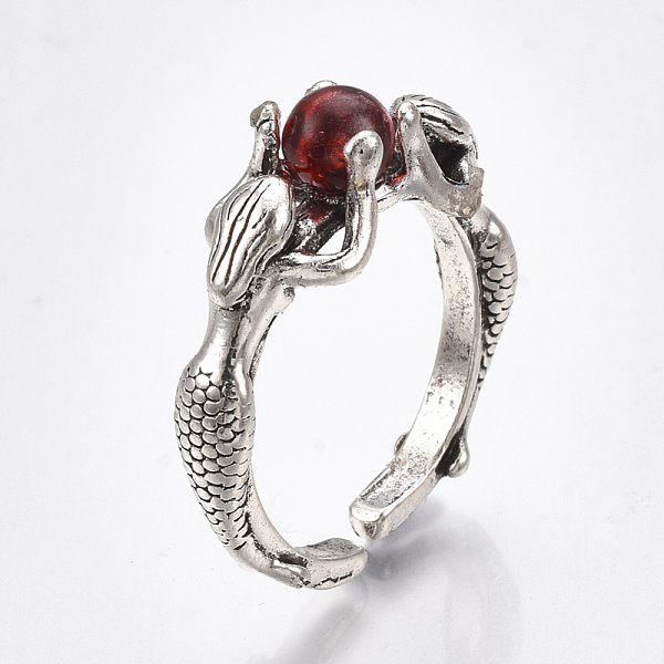 PandaHall Alloy Cuff Finger Rings, with Glass, Wide Band Rings, Mermaid, Antique Silver, Size 10, 20mm Alloy Red
PandaHall Alloy Cuff Finger Rings, with Glass, Wide Band Rings, Mermaid, Antique Silver, Size 10, 20mm Alloy Red