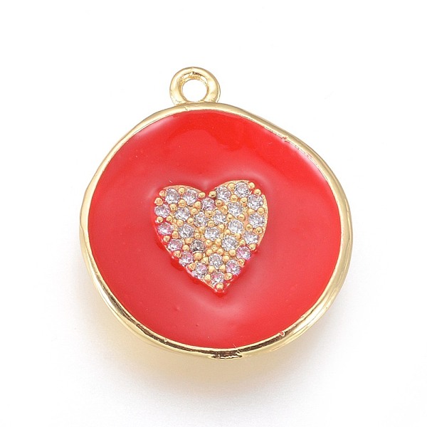 PandaHall Golden Plated Brass Micro Pave Cubic Zirconia Pendants, with Enamel, Long-Lasting Plated, Flat Round with Heart, Red, 23x20x3mm...
PandaHall Golden Plated Brass Micro Pave Cubic Zirconia Pendants, with Enamel, Long-Lasting Plated, Flat Round with Heart, Red, 23x20x3mm...