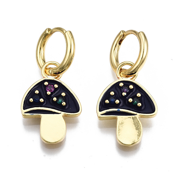 PandaHall Brass Micro Pave Cubic Zirconia Huggie Hoop Earrings, with Enamel, Nickel Free, Real 16K Gold Plated, Mushroom, Dark Blue...
PandaHall Brass Micro Pave Cubic Zirconia Huggie Hoop Earrings, with Enamel, Nickel Free, Real 16K Gold Plated, Mushroom, Dark Blue...
