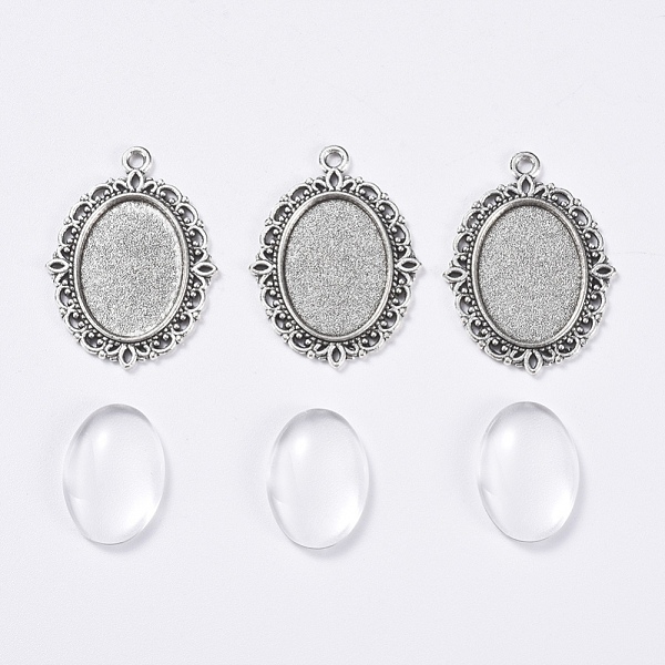 PandaHall DIY Pendant Making, with Tibetan Style Alloy Pendant Cabochon Settings and Transparent Oval Glass Cabochon, Antique Silver..., Clear
PandaHall DIY Pendant Making, with Tibetan Style Alloy Pendant Cabochon Settings and Transparent Oval Glass Cabochon, Antique Silver..., Clear
