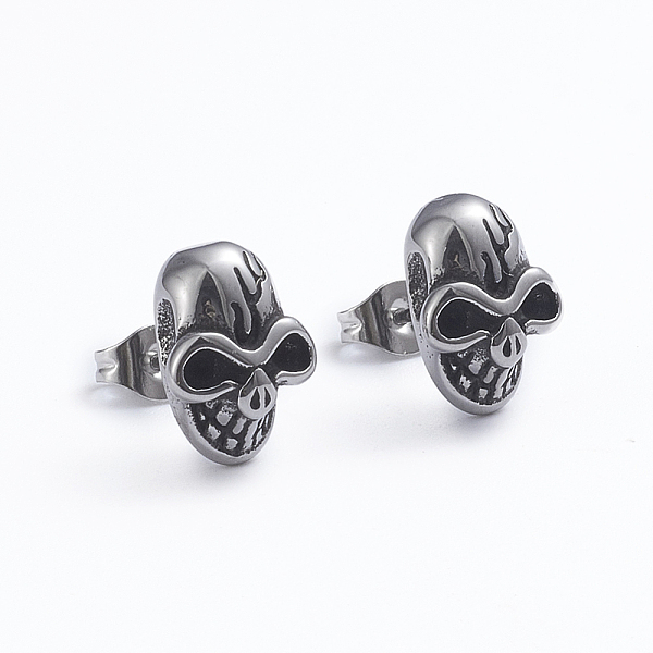 PandaHall Retro 304 Stainless Steel Stud Earrings, with Ear Nuts, Skull, Antique Silver, 13x9.5mm, Pin: 0.7mm 304 Stainless Steel Skull
PandaHall Retro 304 Stainless Steel Stud Earrings, with Ear Nuts, Skull, Antique Silver, 13x9.5mm, Pin: 0.7mm 304 Stainless Steel Skull