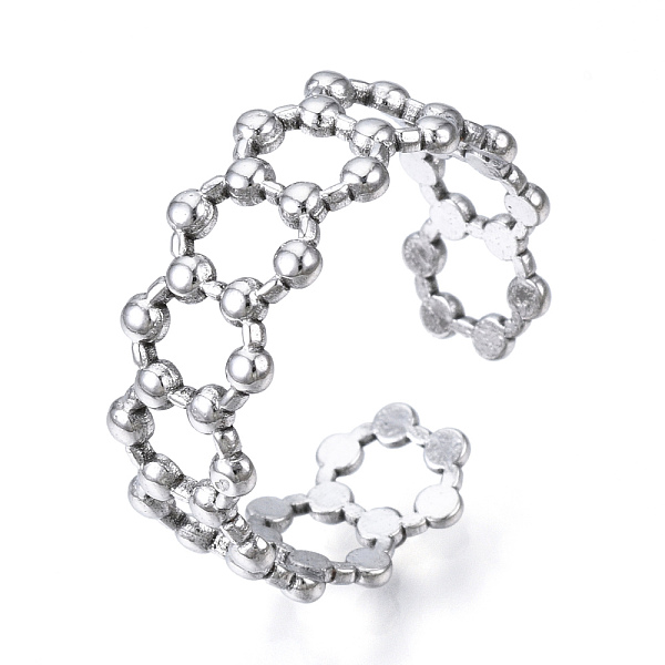 PandaHall 304 Stainless Steel Hexgon Open Cuff Ring for Women, Stainless Steel Color, US Size 7 1/2(17.7mm) 304 Stainless Steel
PandaHall 304 Stainless Steel Hexgon Open Cuff Ring for Women, Stainless Steel Color, US Size 7 1/2(17.7mm) 304 Stainless Steel