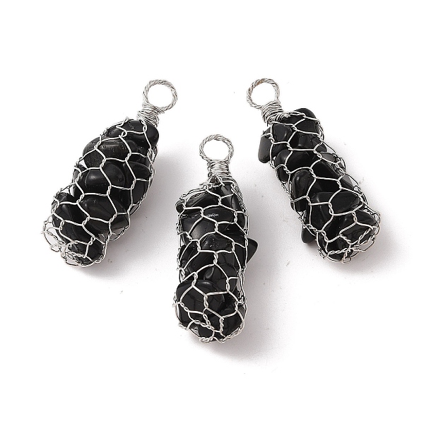 PandaHall Rack Plating Copper Wire Wrapped Natural Obsidian Chip Big Pendants, Macrame Gems Charms, Cadmium Free & Lead Free, Platinum...
PandaHall Rack Plating Copper Wire Wrapped Natural Obsidian Chip Big Pendants, Macrame Gems Charms, Cadmium Free & Lead Free, Platinum...