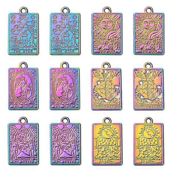 PandaHall 24Pcs 6 Styles Rack Plating Alloy Pendants, Cadmium Free & Nickel Free & Lead Free, Tarot Charms, Rainbow Color, 23.5x14.5x1.5mm...
PandaHall 24Pcs 6 Styles Rack Plating Alloy Pendants, Cadmium Free & Nickel Free & Lead Free, Tarot Charms, Rainbow Color, 23.5x14.5x1.5mm...