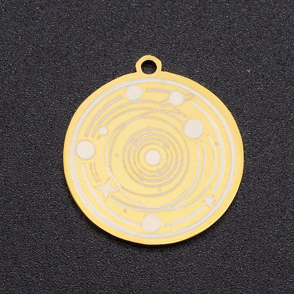 PandaHall 201 Stainless Steel Pendants, Laser Cut, Flat Round with Planet, Golden, 19.5x18x1mm, Hole: 1.4mm 201 Stainless Steel Flat Round
PandaHall 201 Stainless Steel Pendants, Laser Cut, Flat Round with Planet, Golden, 19.5x18x1mm, Hole: 1.4mm 201 Stainless Steel Flat Round
