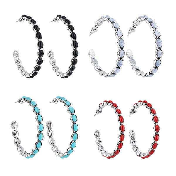 PandaHall FIBLOOM 4 Pairs 4 Colors Alloy Ring Stud Earrings, Half Hoop Earrings with Synthetic Turquoise Beaded, Mixed Color, 50x45mm, 1..., Multicolor
PandaHall FIBLOOM 4 Pairs 4 Colors Alloy Ring Stud Earrings, Half Hoop Earrings with Synthetic Turquoise Beaded, Mixed Color, 50x45mm, 1..., Multicolor