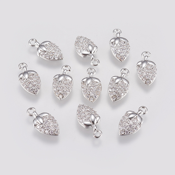 PandaHall Brass Micro Pave Cubic Zirconia Charms, Strawberry, Real Platinum Plated, 12x6x2mm, Hole: 1mm Brass+Cubic Zirconia Fruit Clear
PandaHall Brass Micro Pave Cubic Zirconia Charms, Strawberry, Real Platinum Plated, 12x6x2mm, Hole: 1mm Brass+Cubic Zirconia Fruit Clear