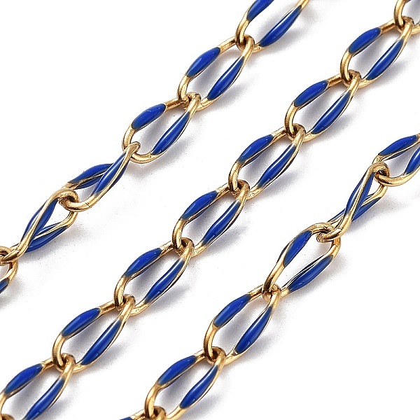 PandaHall 304 Stainless Steel Handmade Beaded Chain, with Enamel, with Spool, Soldered, Real 18K Gold Plated, Oval, Royal Blue, 9x4x1mm...
PandaHall 304 Stainless Steel Handmade Beaded Chain, with Enamel, with Spool, Soldered, Real 18K Gold Plated, Oval, Royal Blue, 9x4x1mm...