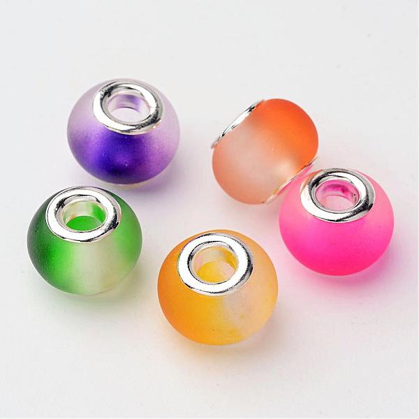 PandaHall Two Tone Glass European Beads, with Silver Color Plated Brass Double Cores, Large Hole Beads, Rubberized Style, Rondelle, Mixed..., Multicolor
PandaHall Two Tone Glass European Beads, with Silver Color Plated Brass Double Cores, Large Hole Beads, Rubberized Style, Rondelle, Mixed..., Multicolor