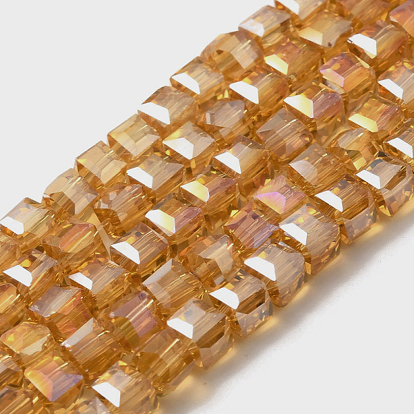 PandaHall Electroplate Glass Beads Strands, AB Color Plated, Faceted, Cube, Goldenrod, 7~8x7~8x7~8mm, Hole: 1.5mm, about 97~100pcs/strand..., Gold
PandaHall Electroplate Glass Beads Strands, AB Color Plated, Faceted, Cube, Goldenrod, 7~8x7~8x7~8mm, Hole: 1.5mm, about 97~100pcs/strand..., Gold