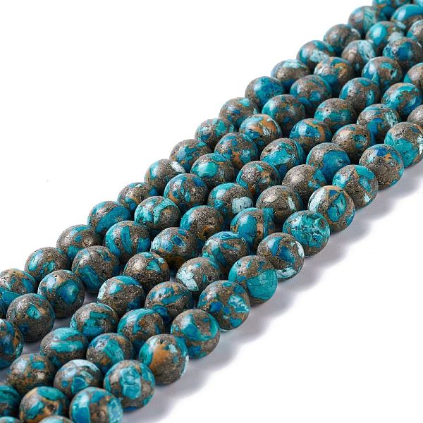 PandaHall Assembled Synthetic Pyrite and Dyed Howlite Beads Strands, Round, Blue, 8mm, Hole: 1.2mm, about 49~50pcs/strand, 15.94''(40.5cm)...
PandaHall Assembled Synthetic Pyrite and Dyed Howlite Beads Strands, Round, Blue, 8mm, Hole: 1.2mm, about 49~50pcs/strand, 15.94''(40.5cm)...