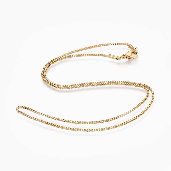 PandaHall 304 Stainless Steel Box Chain Necklaces, with 304 Stainless Steel Clasps, Golden, 17.7 inch(45cm), 1.2mm 304 Stainless Steel
PandaHall 304 Stainless Steel Box Chain Necklaces, with 304 Stainless Steel Clasps, Golden, 17.7 inch(45cm), 1.2mm 304 Stainless Steel