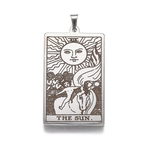 PandaHall Titanium Steel Pendants, Rectangle with Tarot The Sun XIX, Stainless Steel Color, 41x24x2mm, Hole: 6x3.5mm Titanium Steel...
PandaHall Titanium Steel Pendants, Rectangle with Tarot The Sun XIX, Stainless Steel Color, 41x24x2mm, Hole: 6x3.5mm Titanium Steel...