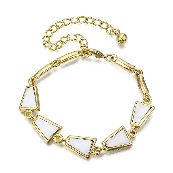 PandaHall Electroplated Alloy Link Bracelets, with Natural Freshwater Shell, Cadmium Free & Lead Free, Trapezoid, Seashell Color, Golden, 11...
PandaHall Electroplated Alloy Link Bracelets, with Natural Freshwater Shell, Cadmium Free & Lead Free, Trapezoid, Seashell Color, Golden, 11...