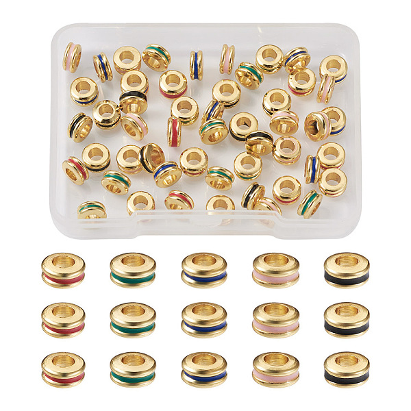 PandaHall Kissitty 50Pcs 5 Colors Brass Rack Plating, with Enamel Beads, Real 18K Gold Plated, Cadmium Free & Lead Free , Rondelle, Mixed..., Multicolor
PandaHall Kissitty 50Pcs 5 Colors Brass Rack Plating, with Enamel Beads, Real 18K Gold Plated, Cadmium Free & Lead Free , Rondelle, Mixed..., Multicolor