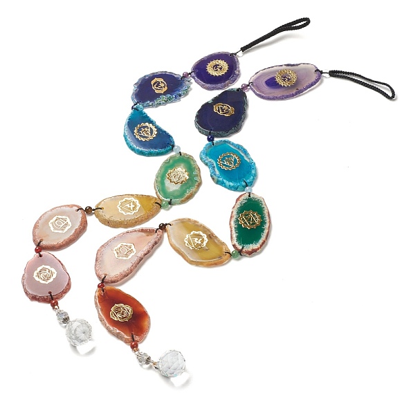 PandaHall Dyed Nuggets Natural Agate Chakra Hanging Pendant Decorations, with Nylon Cord and Glass Beads, Colorful, 545~615mm Glass Nuggets
PandaHall Dyed Nuggets Natural Agate Chakra Hanging Pendant Decorations, with Nylon Cord and Glass Beads, Colorful, 545~615mm Glass Nuggets