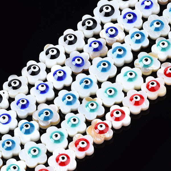PandaHall Natural Freshwater Shell Beads, with Enamel, Flower with Evil Eye, Mixed Color, 10.5x11x4.5mm, Hole: 0.7mm, about 38~39pcs/strand..., Multicolor
PandaHall Natural Freshwater Shell Beads, with Enamel, Flower with Evil Eye, Mixed Color, 10.5x11x4.5mm, Hole: 0.7mm, about 38~39pcs/strand..., Multicolor