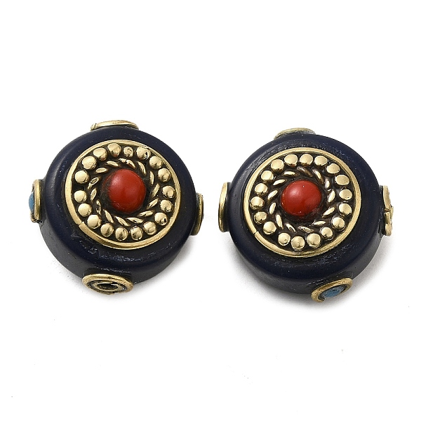 PandaHall Handmade Tibetan Style Resin Beads, with Synthetic Turquoise and Brass Findings, Flat Round, Antique Golden, 20x21x13.5mm, Hole..., Red
PandaHall Handmade Tibetan Style Resin Beads, with Synthetic Turquoise and Brass Findings, Flat Round, Antique Golden, 20x21x13.5mm, Hole..., Red